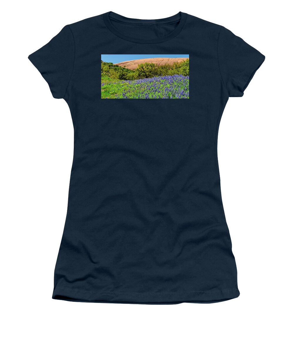Texas Bluebonnets Women's T-Shirt featuring the photograph Texas Bluebonnets and Enchanted Rock 2016_02 by Greg Reed