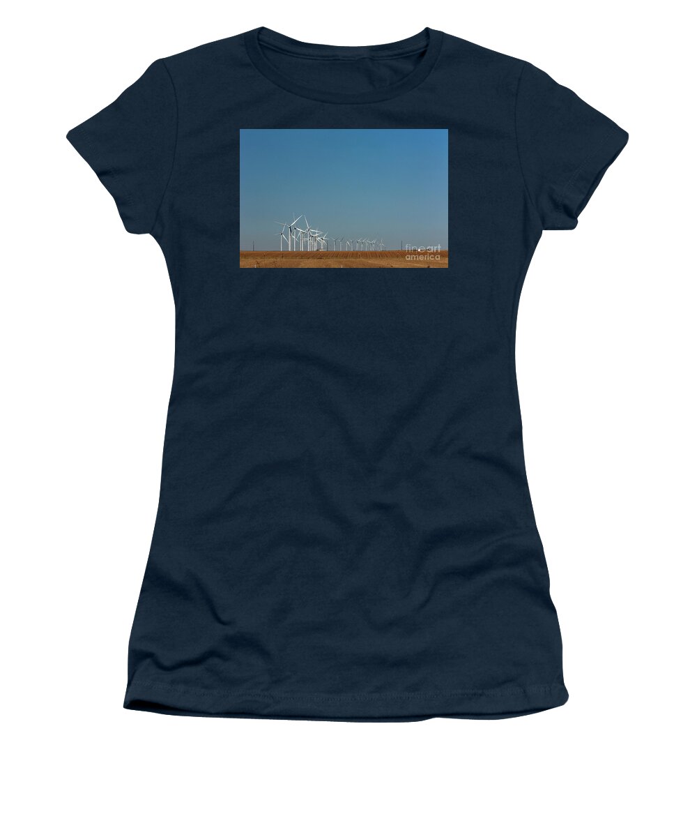 Wind Women's T-Shirt featuring the photograph Texas Wind Farm by Jim West