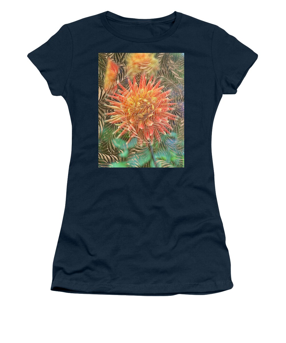 Floral Women's T-Shirt featuring the photograph Textured Paper and Floral Abstract Design by Jerry Abbott