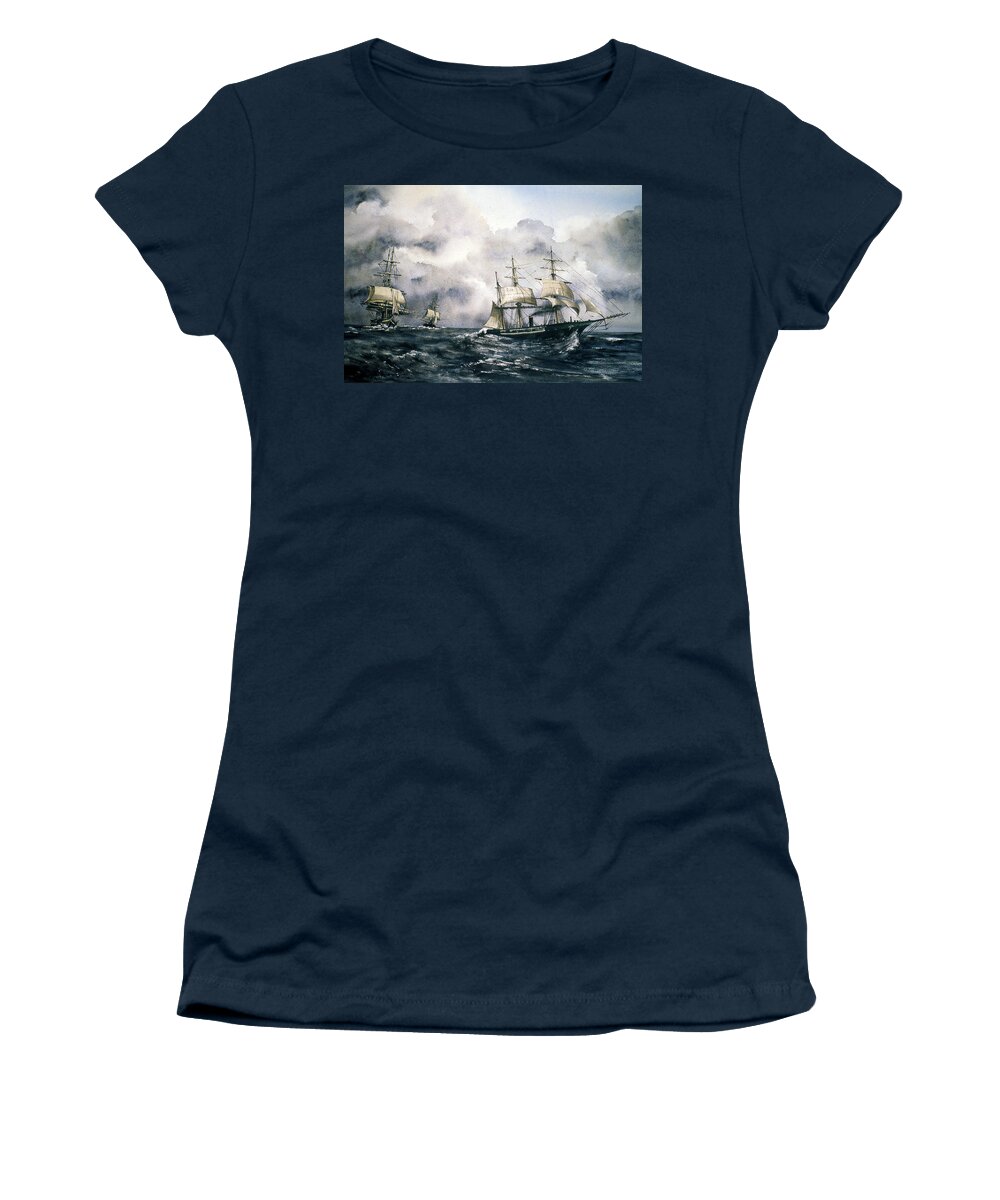  Women's T-Shirt featuring the painting The Alabama off the USA. by Val Byrne
