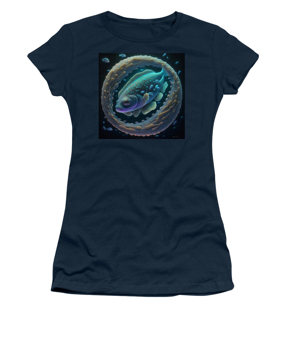 Ai Women's T-Shirt featuring the digital art The aspirationa fishie saint of the dreaming paramecia by Regina Valluzzi
