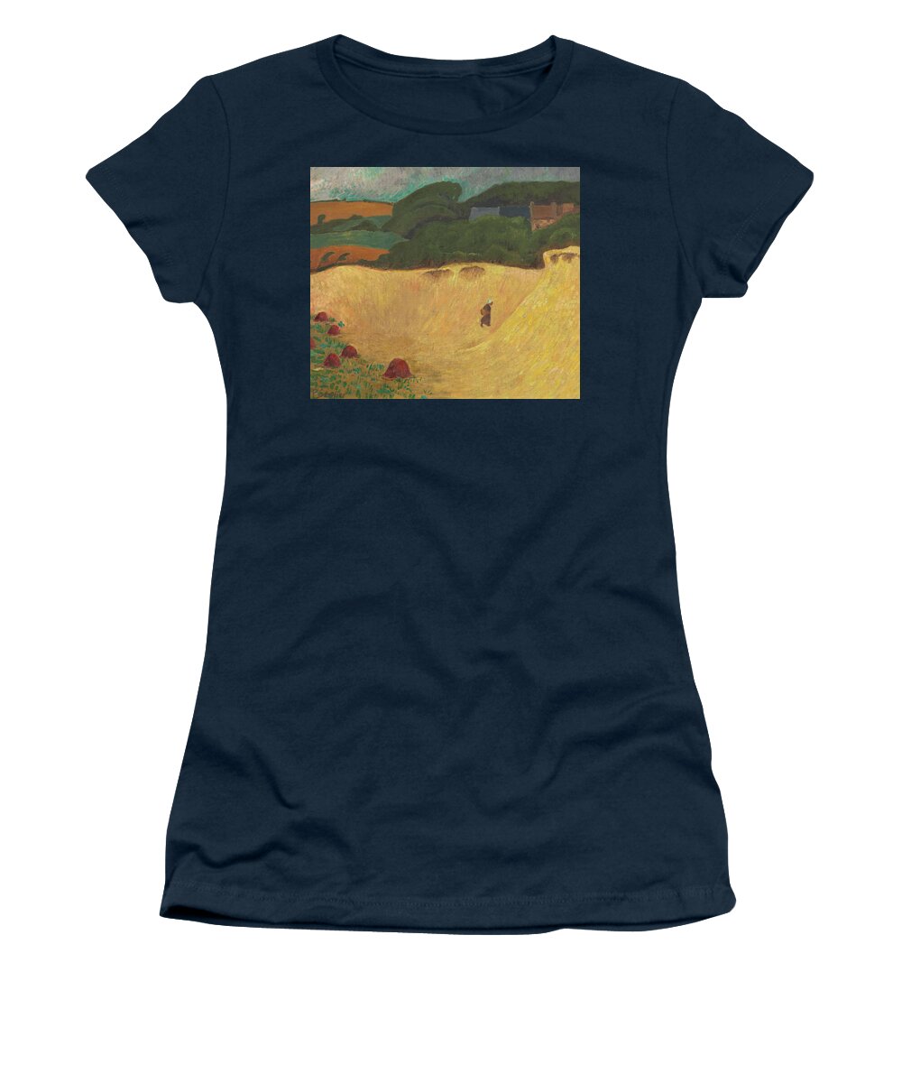 19th Century Artists Women's T-Shirt featuring the painting The Beach of Les Grands Sables at Le Pouldu by Paul Serusier