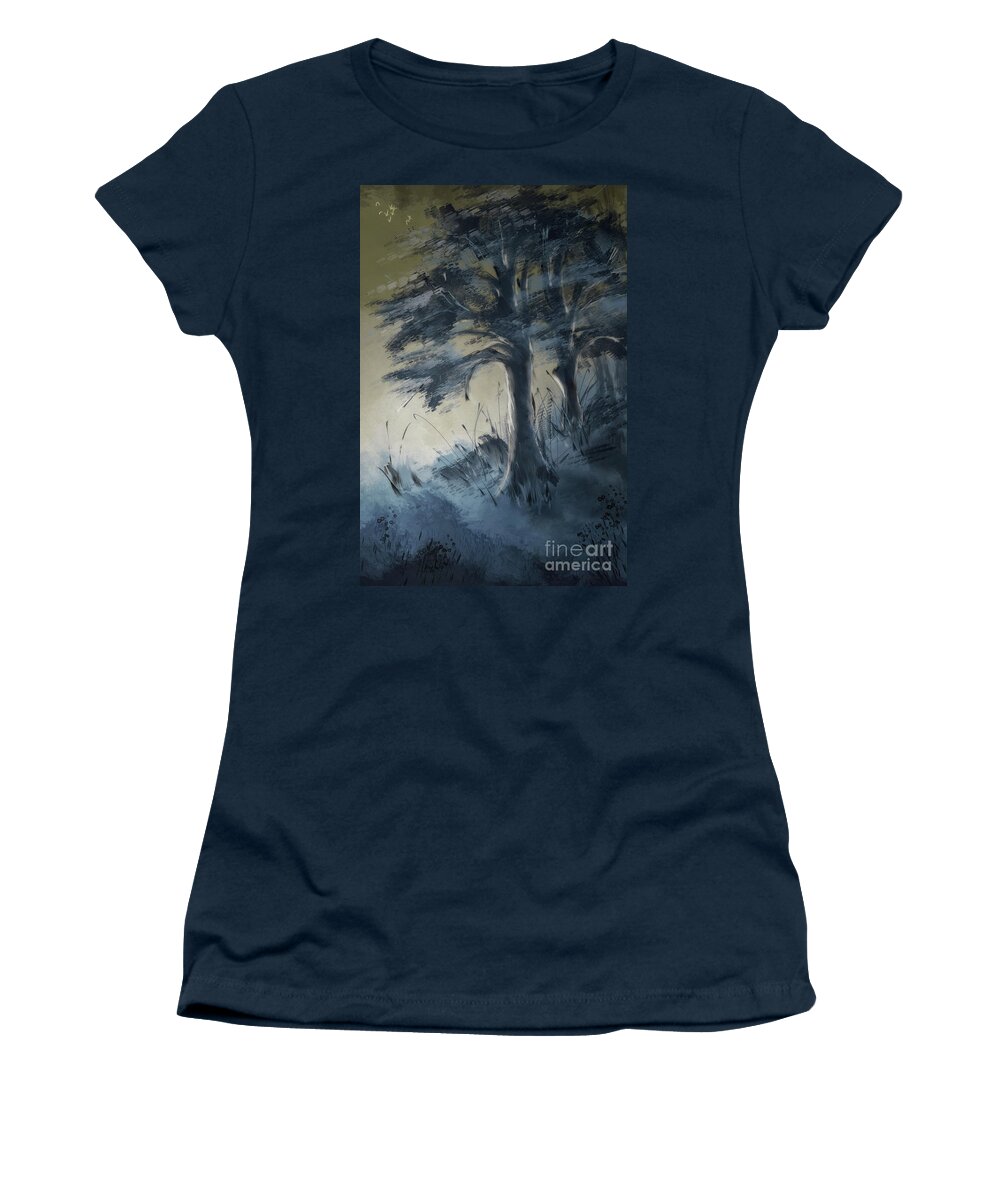 Tree Women's T-Shirt featuring the digital art The Blue Hour by Lois Bryan