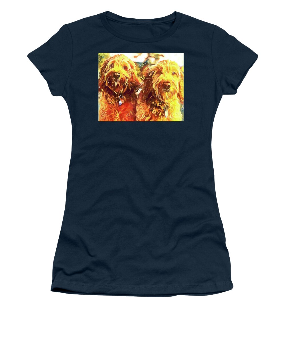 Goldendoodles Women's T-Shirt featuring the photograph The Brothers Goldendoodle by Xine Segalas