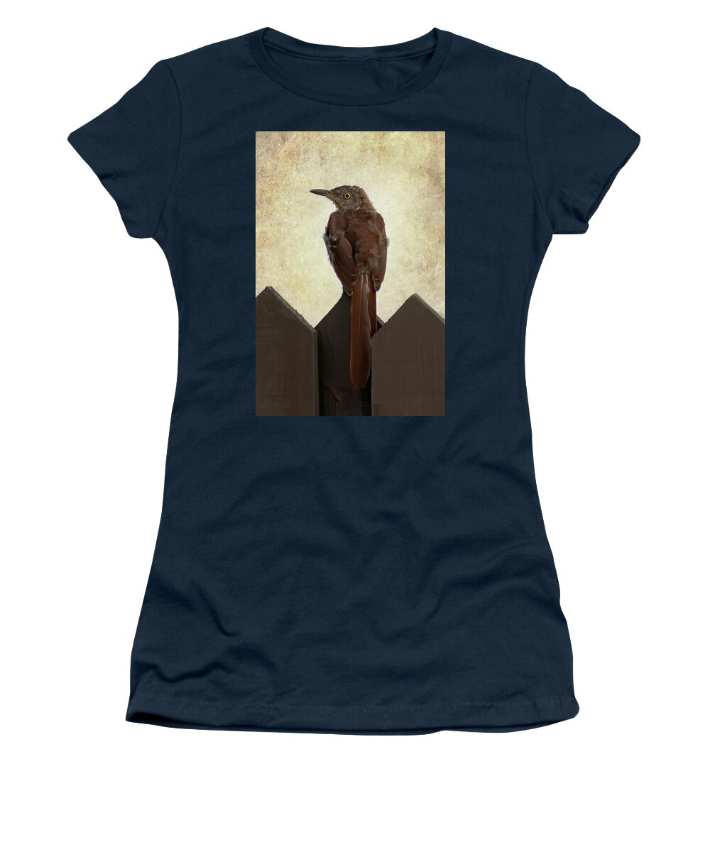  Women's T-Shirt featuring the photograph The Brown Thrasher of Georgia by Mary Buck