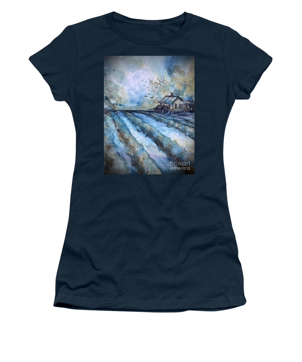Louisiana Art Women's T-Shirt featuring the painting The Cabin by Francelle Theriot