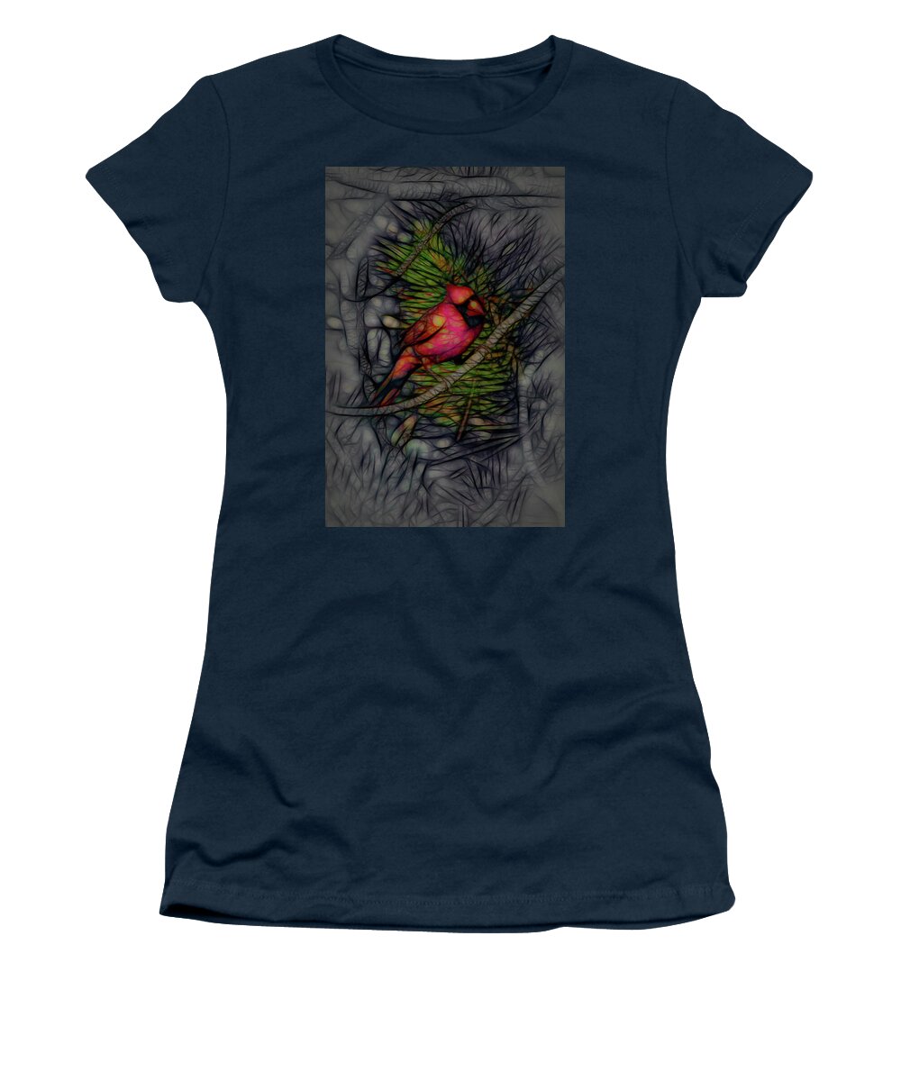 The Cardinal Women's T-Shirt featuring the digital art The Cardinal 3 by Ernest Echols