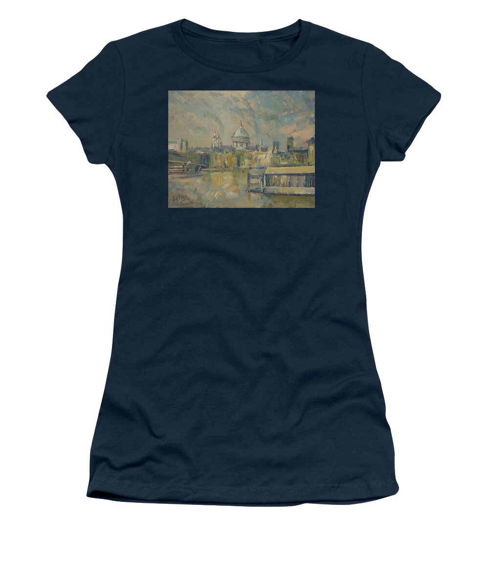 Saint Pauls Cathedral Women's T-Shirt featuring the painting The City of London by Nop Briex