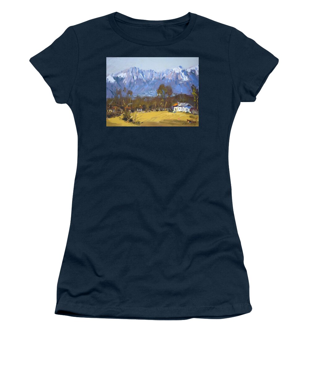 The Dolomites Women's T-Shirt featuring the painting The Dolomites by Ylli Haruni