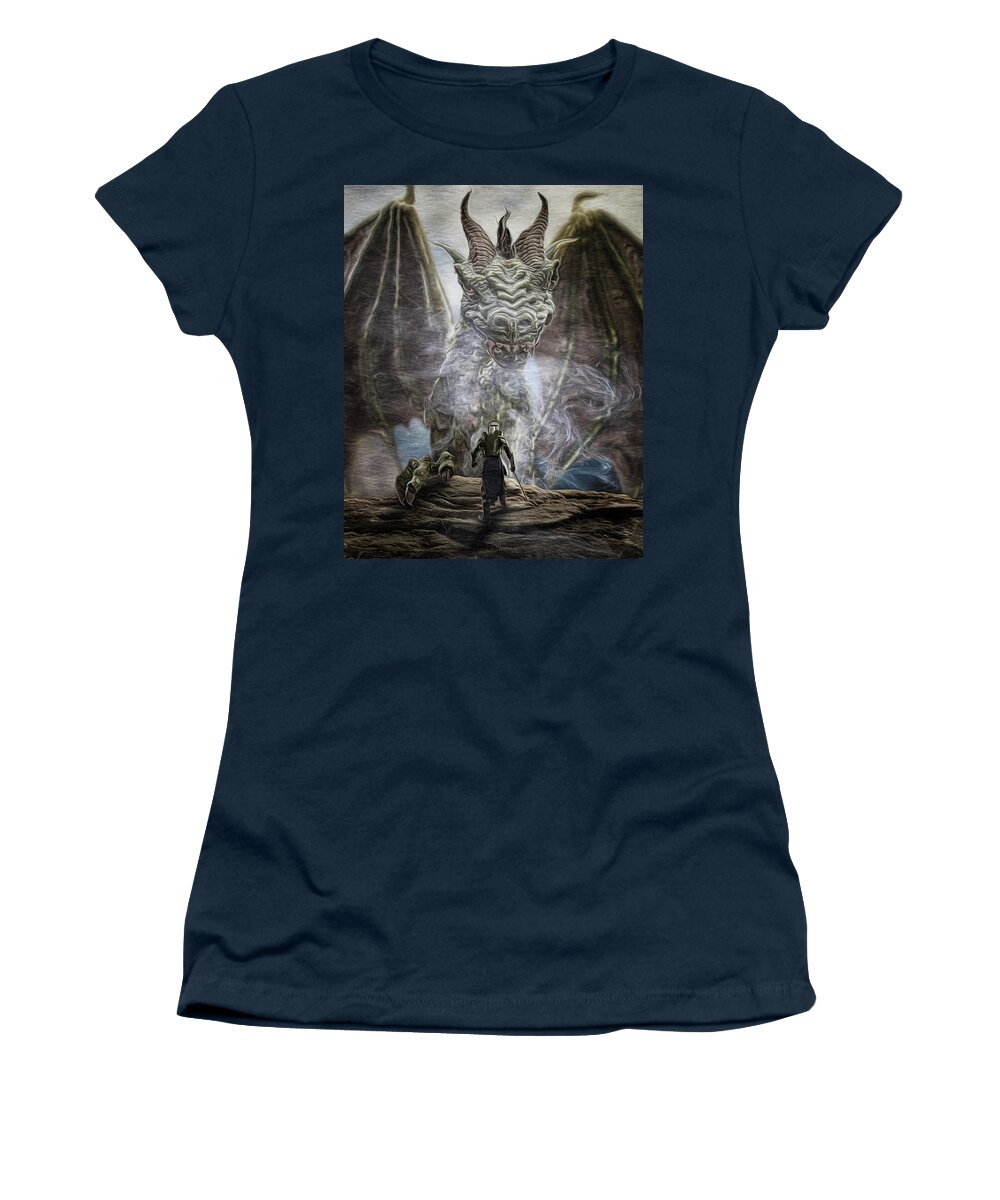 Dragon Women's T-Shirt featuring the digital art The Dragonslayer by Brad Barton