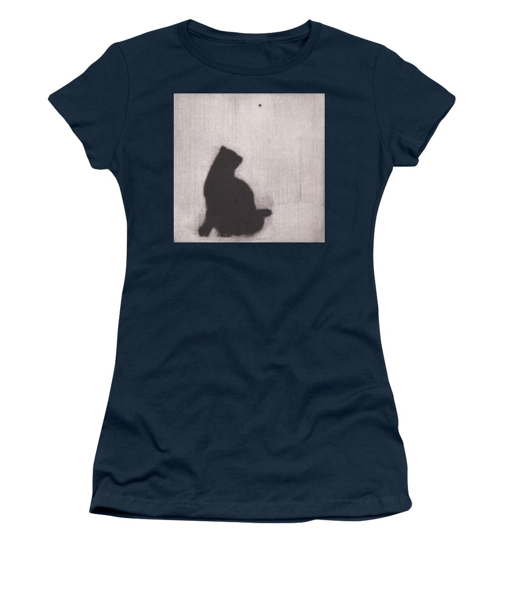 Cat Women's T-Shirt featuring the drawing The Entomologist - etching by David Ladmore