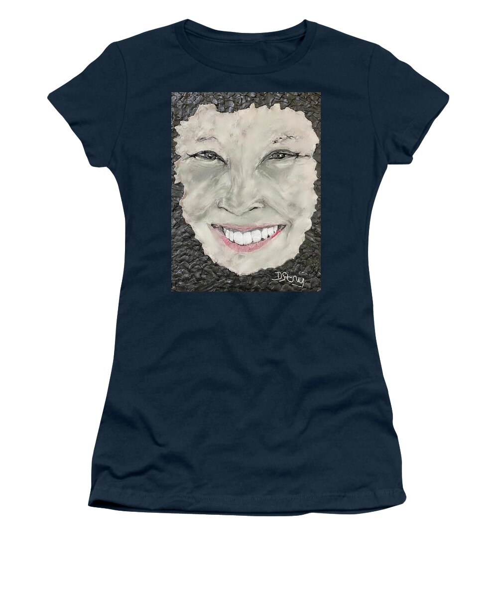  Women's T-Shirt featuring the mixed media The Essence of Spunk by Deborah Stanley