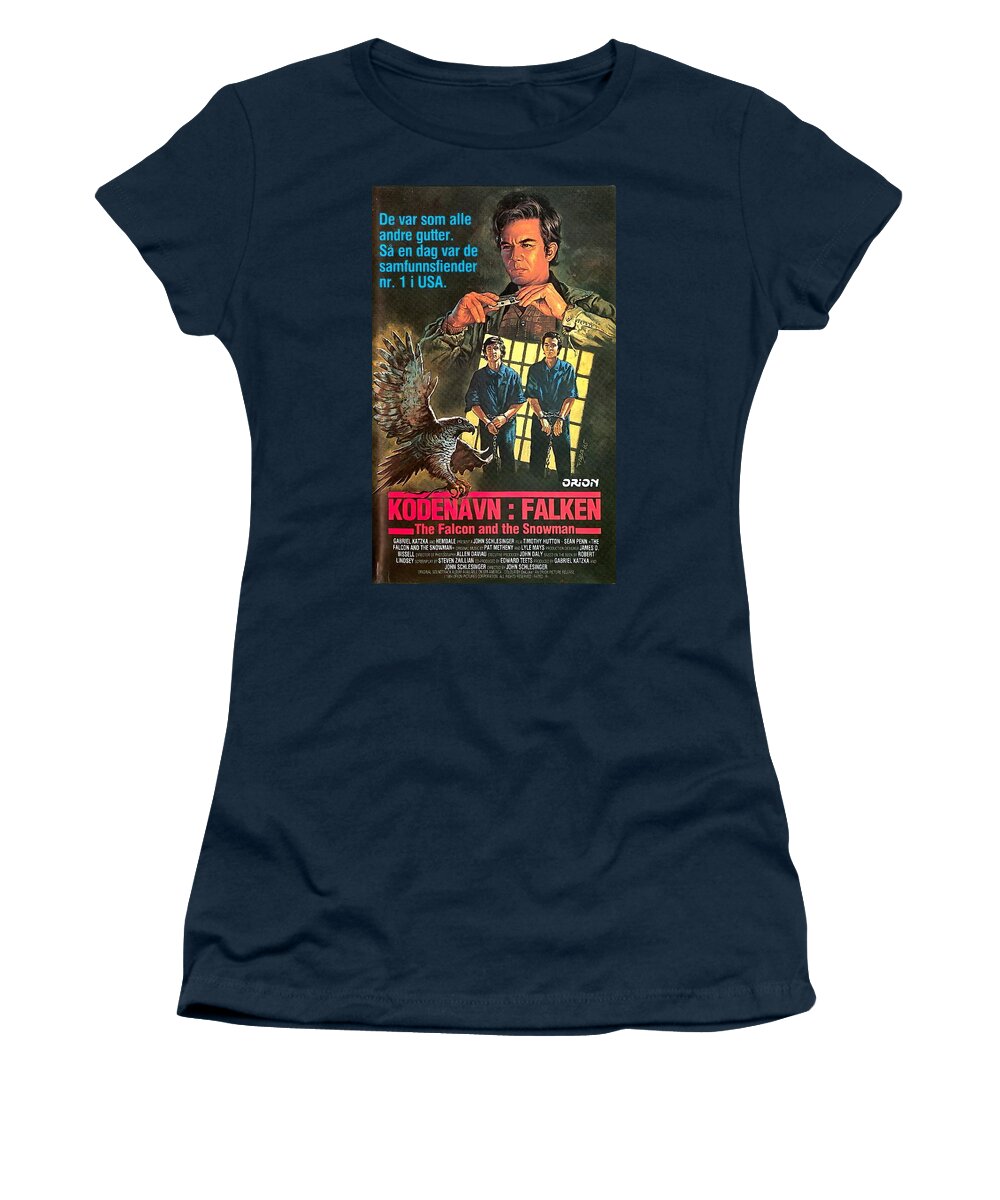 Synopsis Women's T-Shirt featuring the mixed media ''The Falcon and the Snowman'', 1985 by Movie World Posters