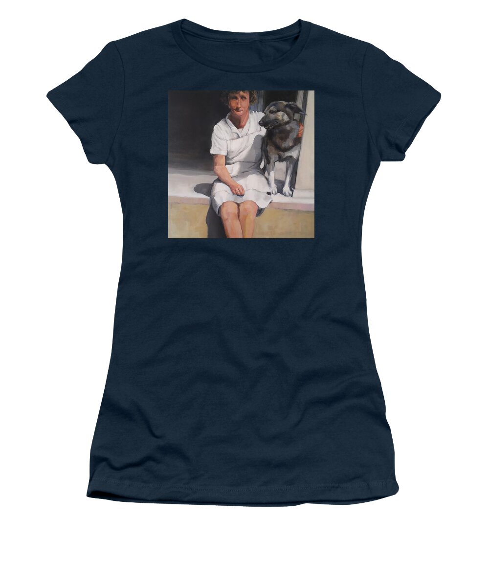 Woman Women's T-Shirt featuring the painting The Farm Dog by Jean Cormier