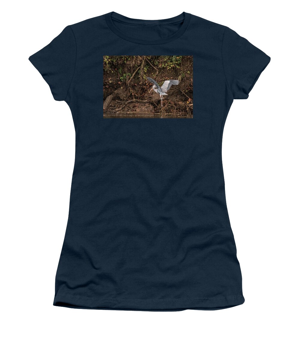 Heron Women's T-Shirt featuring the photograph The Fisherman by DArcy Evans