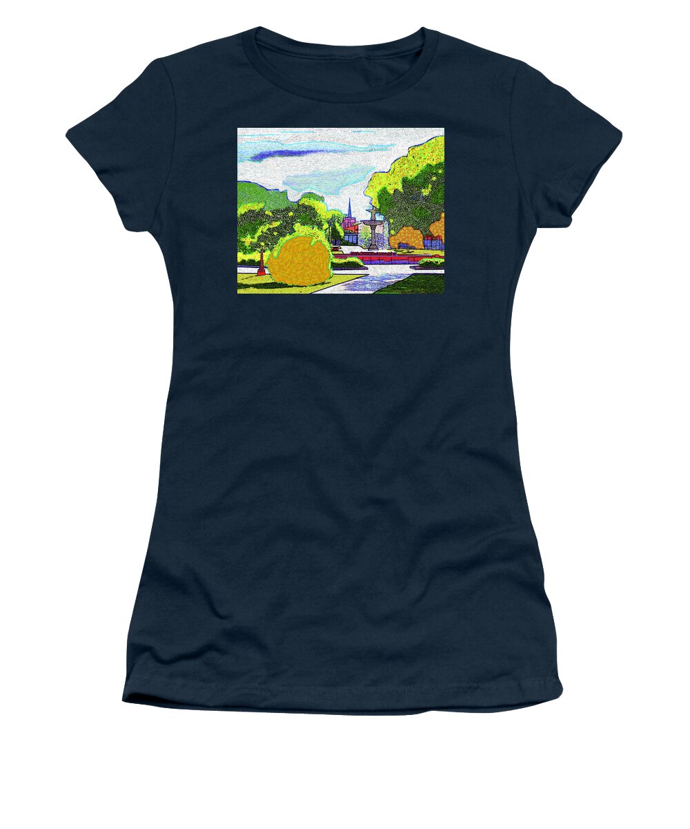 Fountain Women's T-Shirt featuring the digital art The Fountain At Tattnall Square by Rod Whyte