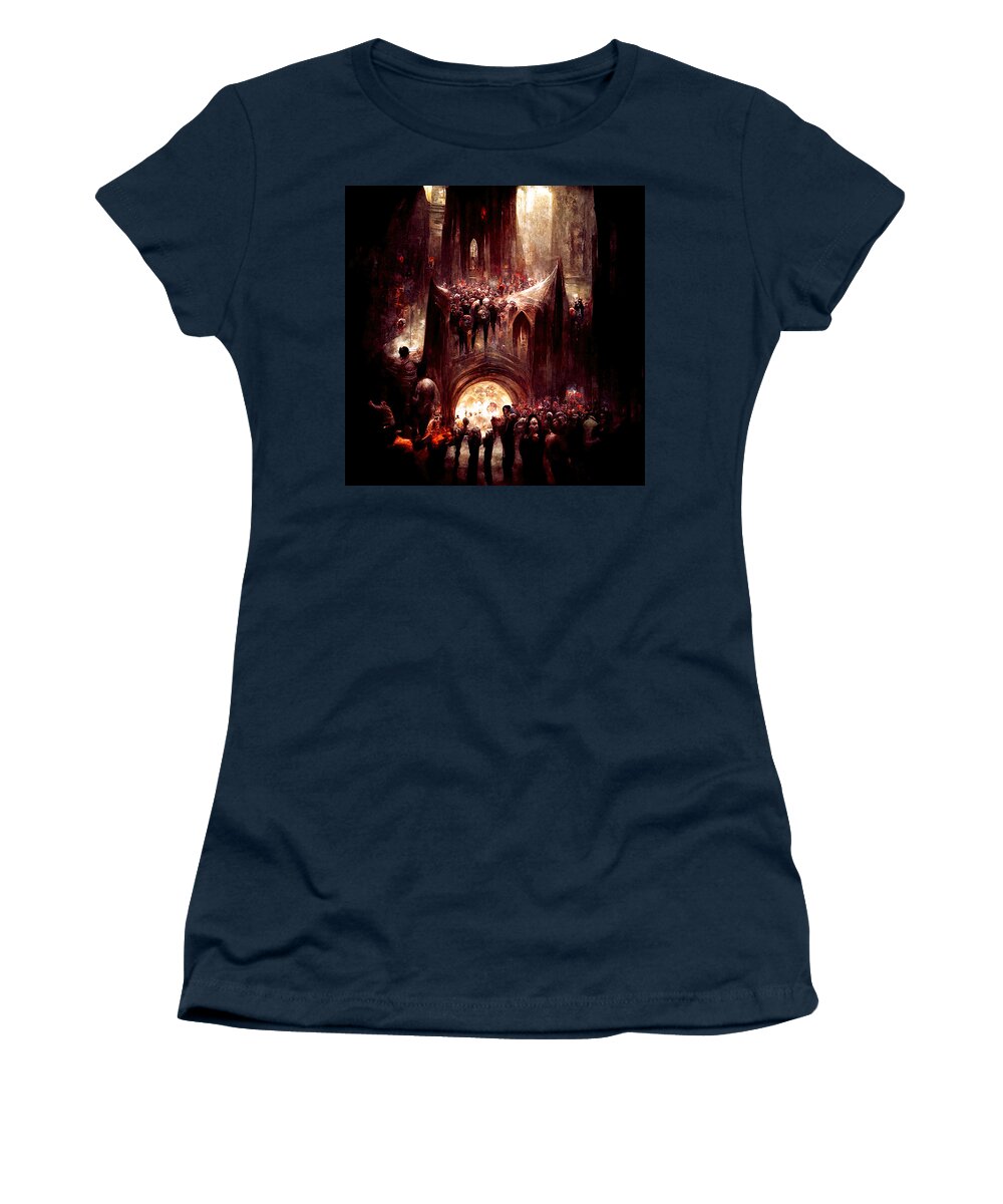 Pandemonium Women's T-Shirt featuring the painting The Great Pandemonium, 02 by AM FineArtPrints