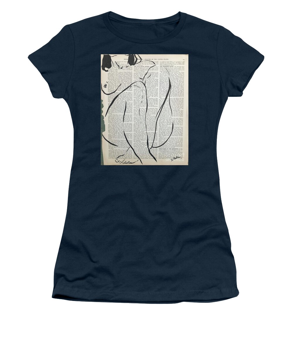 Sumi Ink Women's T-Shirt featuring the drawing The Gulf River System by M Bellavia