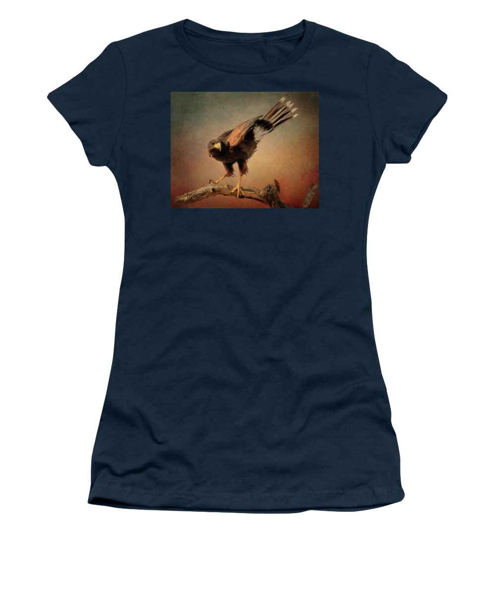 Black Cactus Women's T-Shirt featuring the digital art The Harris's Hawk by Steve Kelley
