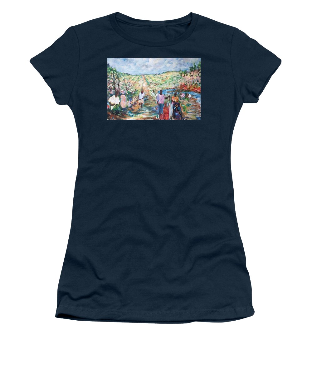 Folk Art Women's T-Shirt featuring the painting The Harvest by Julie TuckerDemps