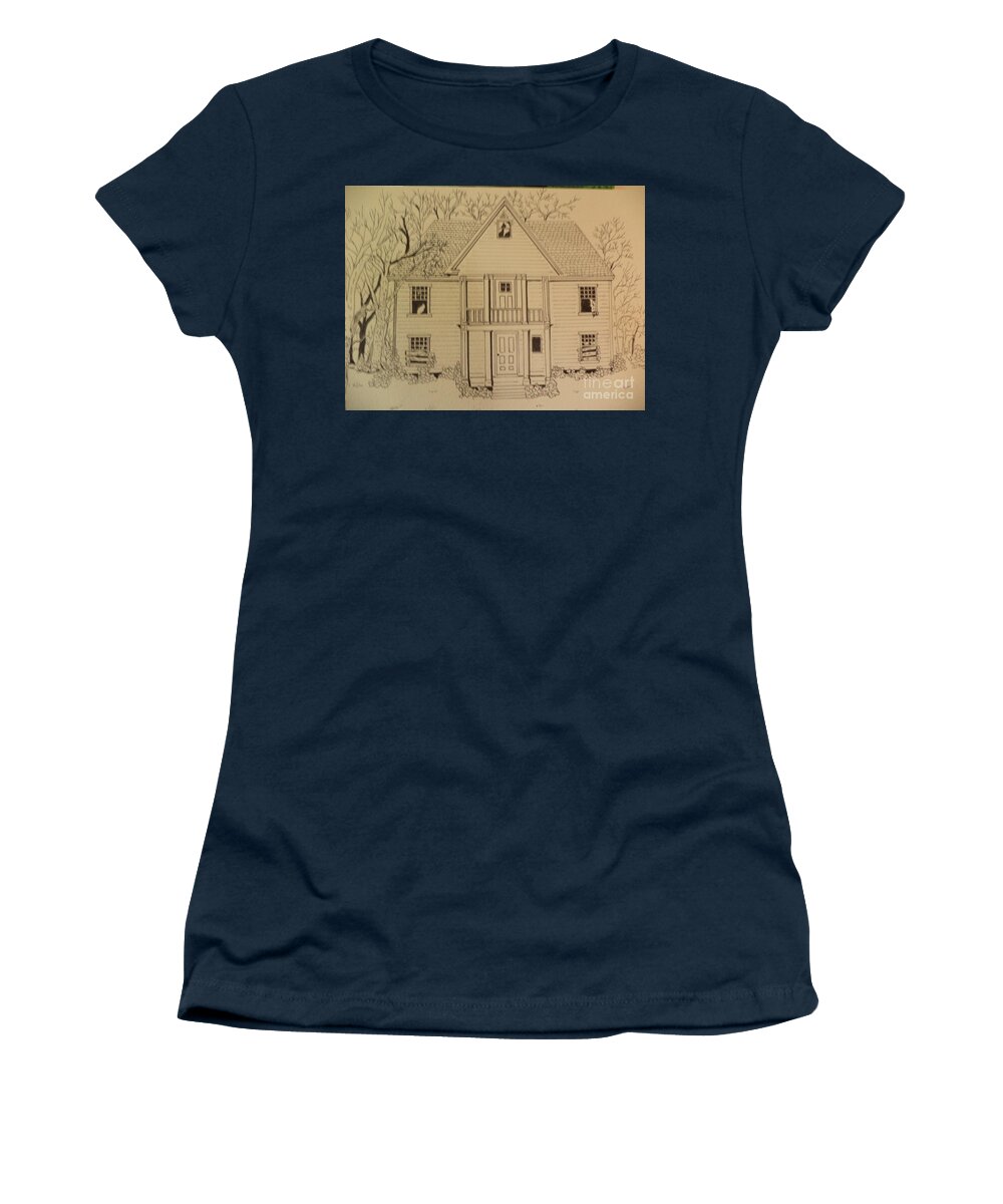  Women's T-Shirt featuring the drawing The Invoking Ink Drawing by Donald Northup