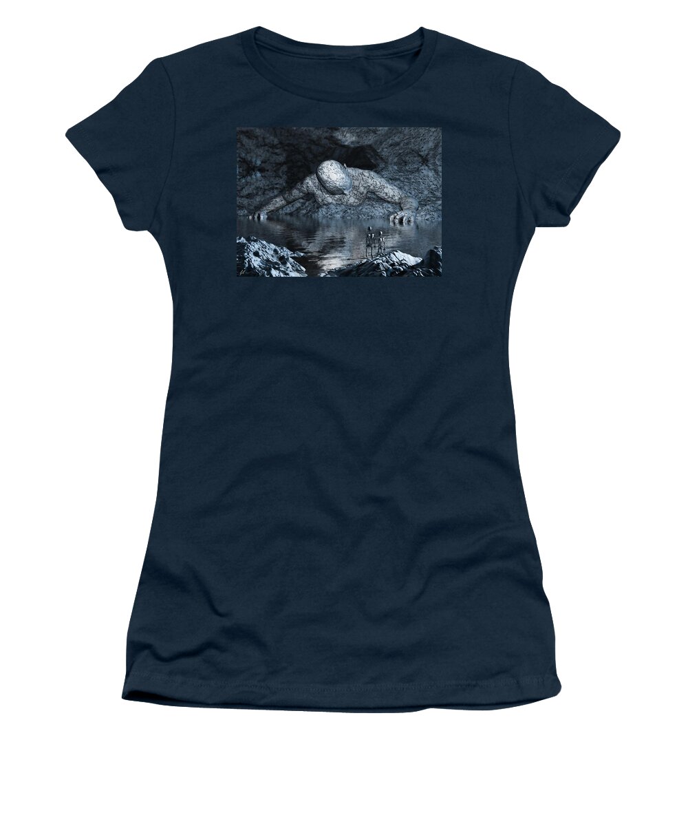 Lost Women's T-Shirt featuring the digital art The Lost Titan in the Realm of Perdition by John Alexander