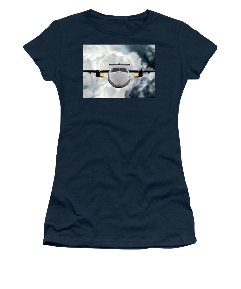 Dash 8-300 Women's T-Shirt featuring the photograph The Mighty Dash 8-300 stalking the Airways_01 by Greg Reed