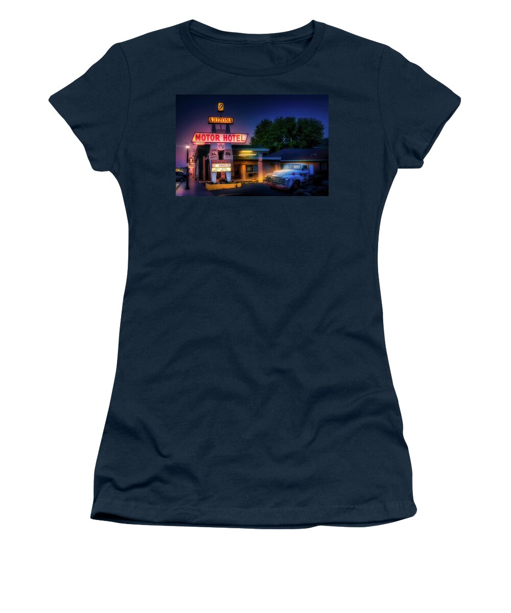 Route 66 Women's T-Shirt featuring the photograph The Motor Hotel, Williams AZ by Micah Offman