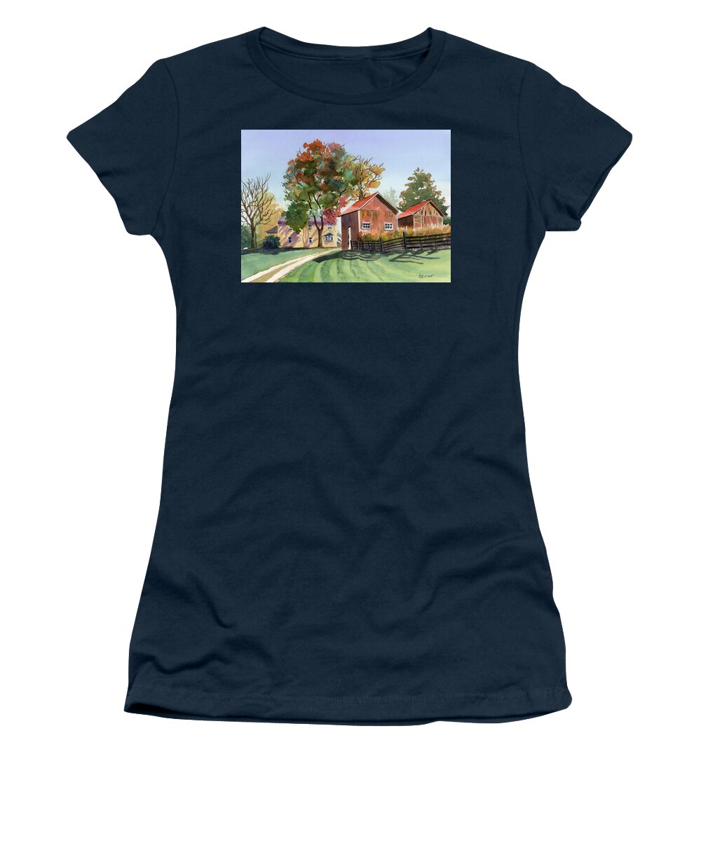 Farm Women's T-Shirt featuring the painting The Neighbor's Farm by Marsha Elliott