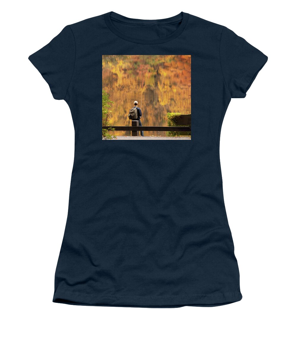 Fisherman Women's T-Shirt featuring the photograph The October Fisherman by Sylvia Goldkranz