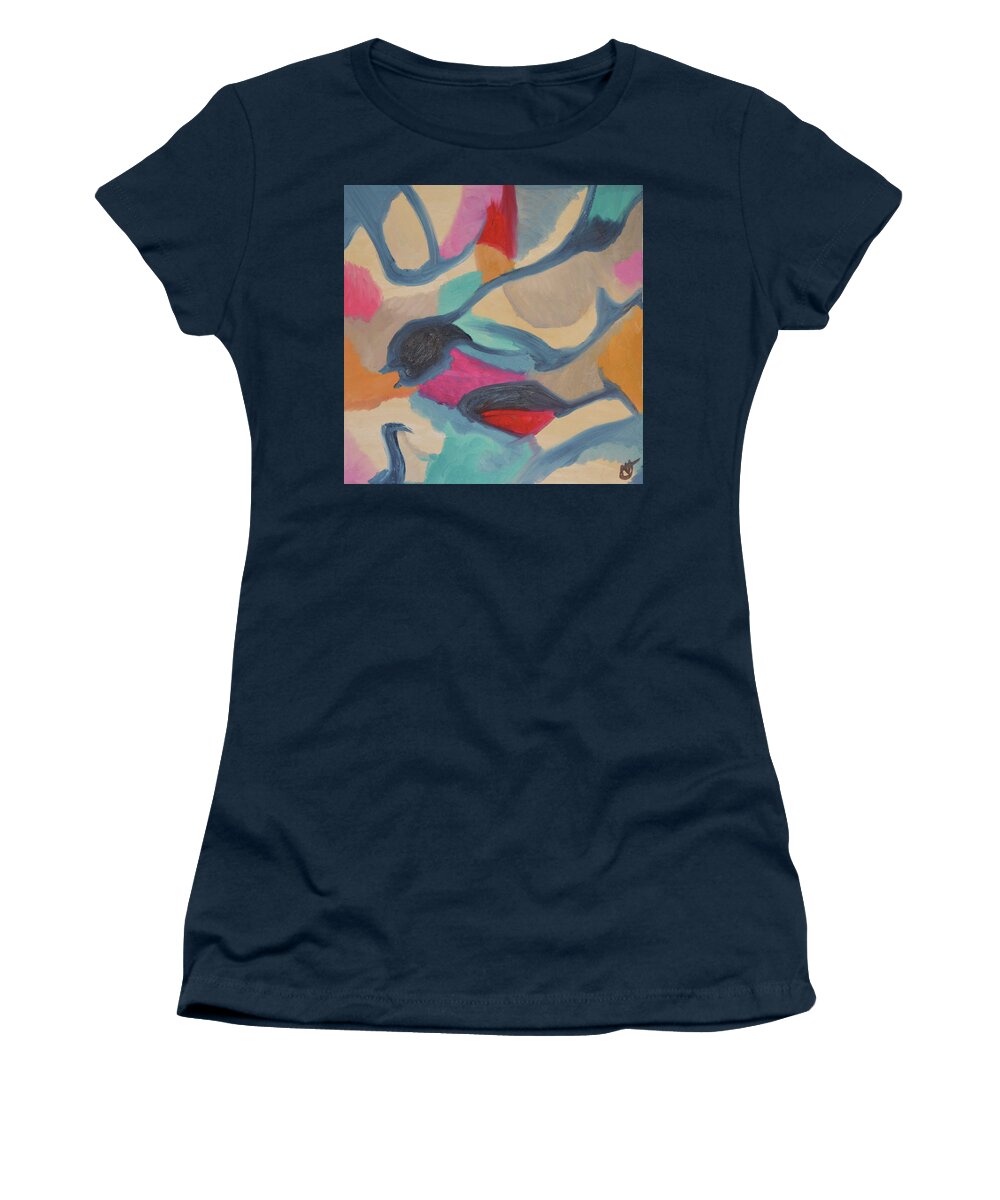Blue Women's T-Shirt featuring the painting The Pebble Path by Anita Hummel