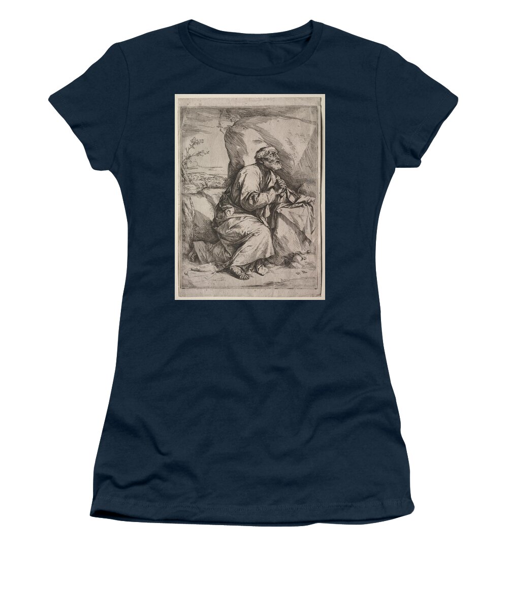 Tournament Women's T-Shirt featuring the painting The Penitent St. Peter Date unknown Jusepe de Ribera by MotionAge Designs