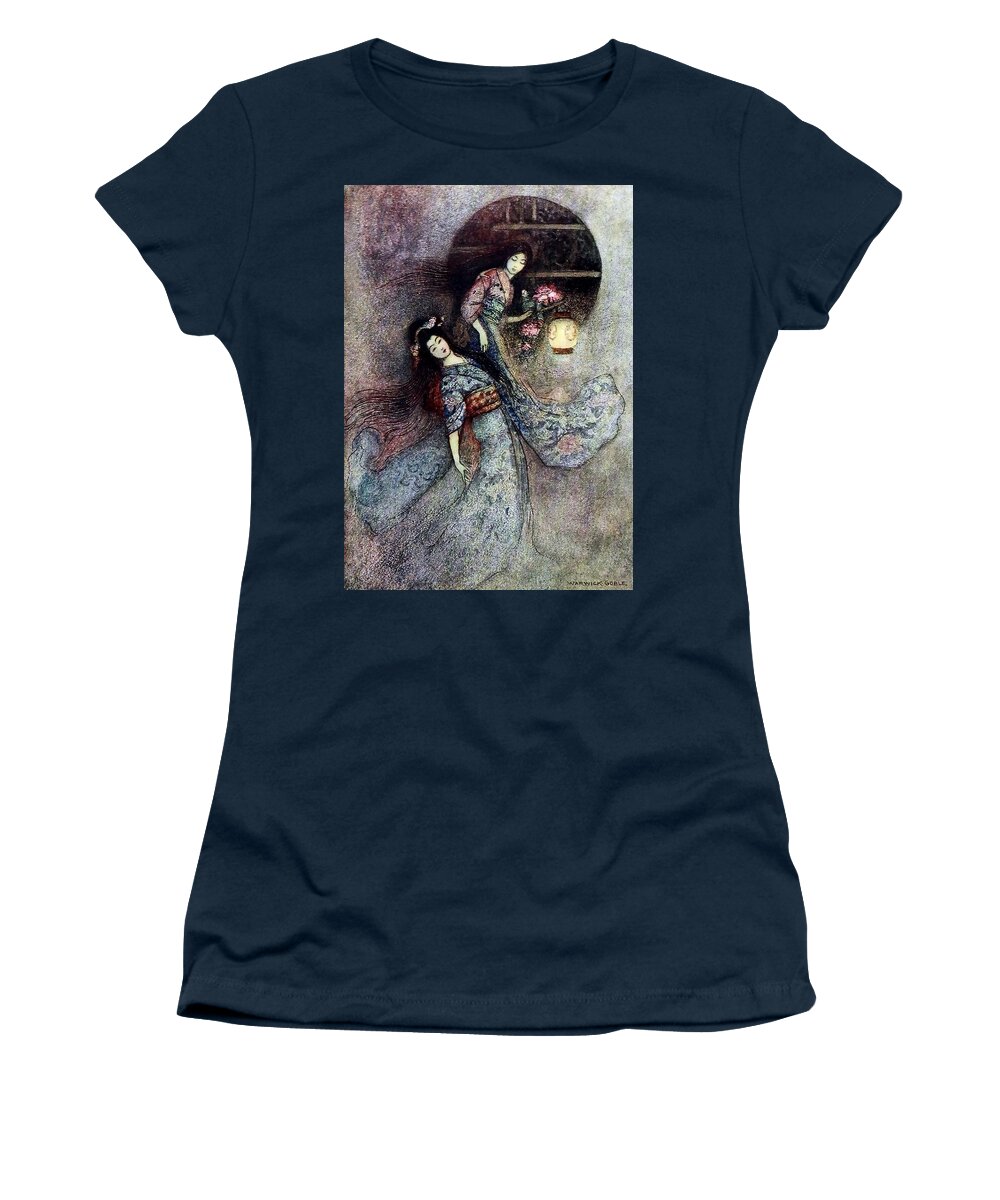 “warwick Goble” Women's T-Shirt featuring the digital art The Peony Lantern by Patricia Keith