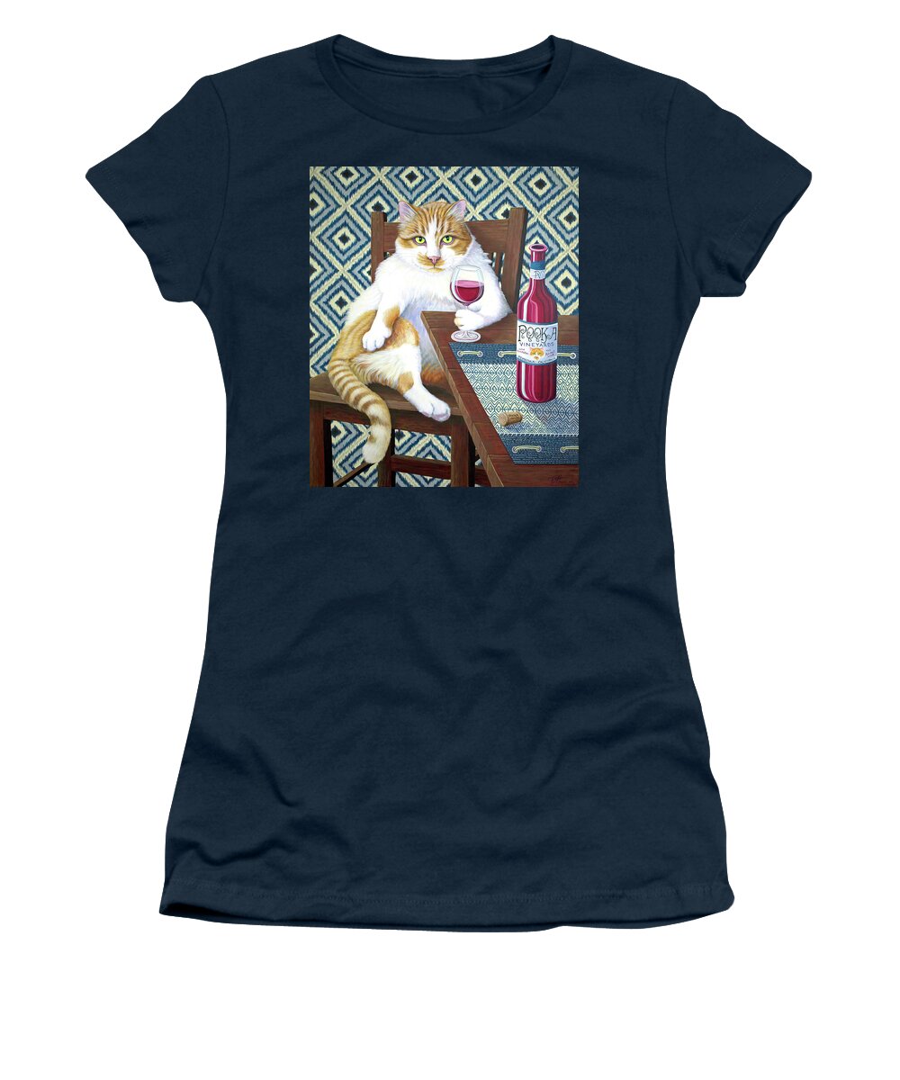 Wine Women's T-Shirt featuring the painting The Purrrfect Wine by Tish Wynne