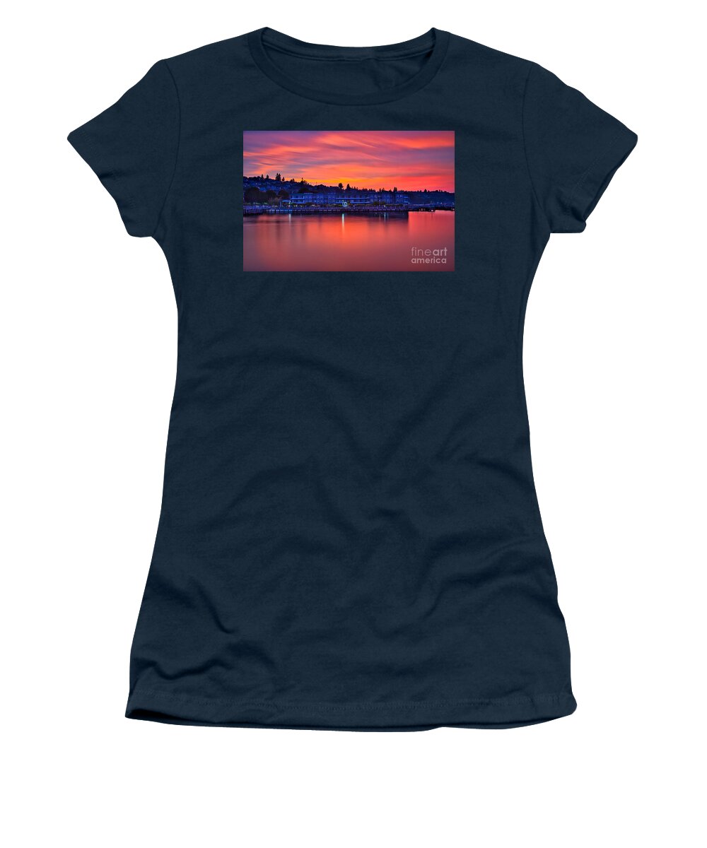 Tacoma Women's T-Shirt featuring the photograph The Magnificent Sky Of Tacoma by Sal Ahmed
