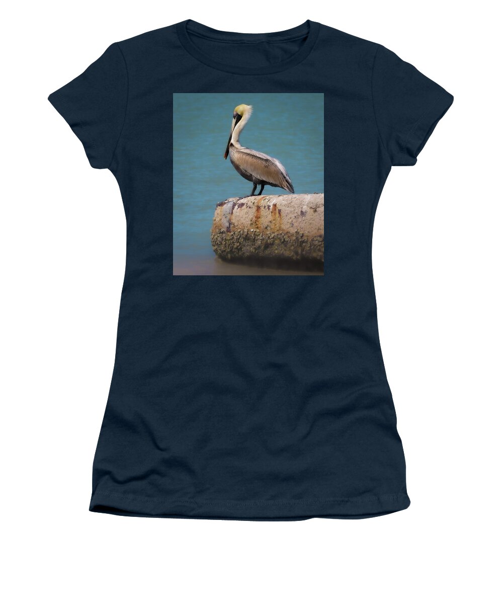Pelican Women's T-Shirt featuring the photograph The Sentry by Vicky Edgerly