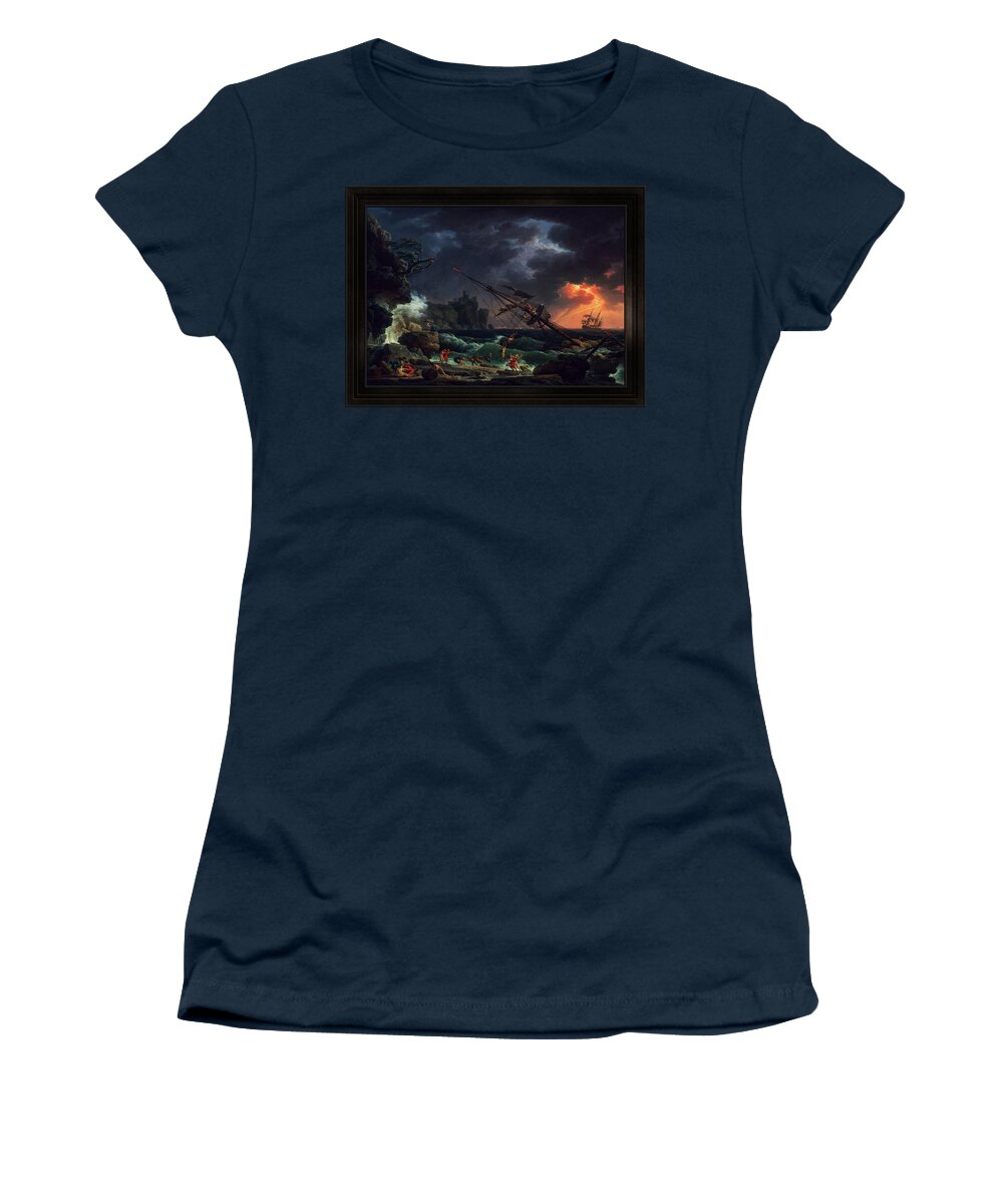 The Shipwreck Women's T-Shirt featuring the painting The Shipwreck by Claude Joseph Vernet Old Masters Fine Art Reproduction by Rolando Burbon
