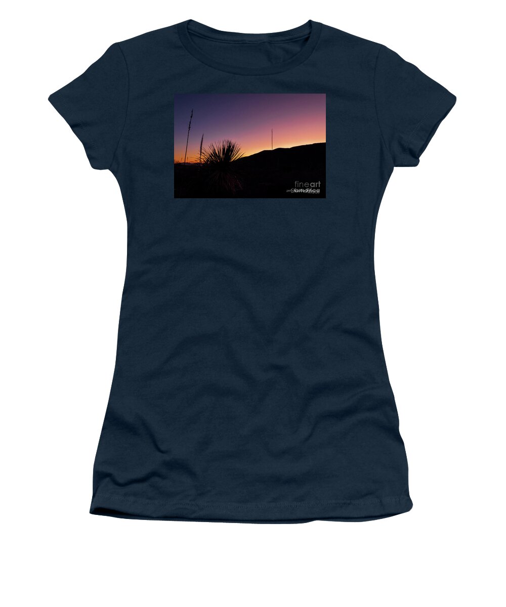 Cactus Women's T-Shirt featuring the photograph The Silhouette of a Cactus at Sunset by Sandra J's