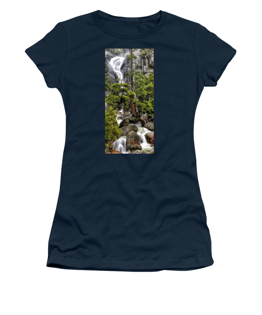  Women's T-Shirt featuring the photograph The Slide Waterfall - Yosemite National Park by William Rainey