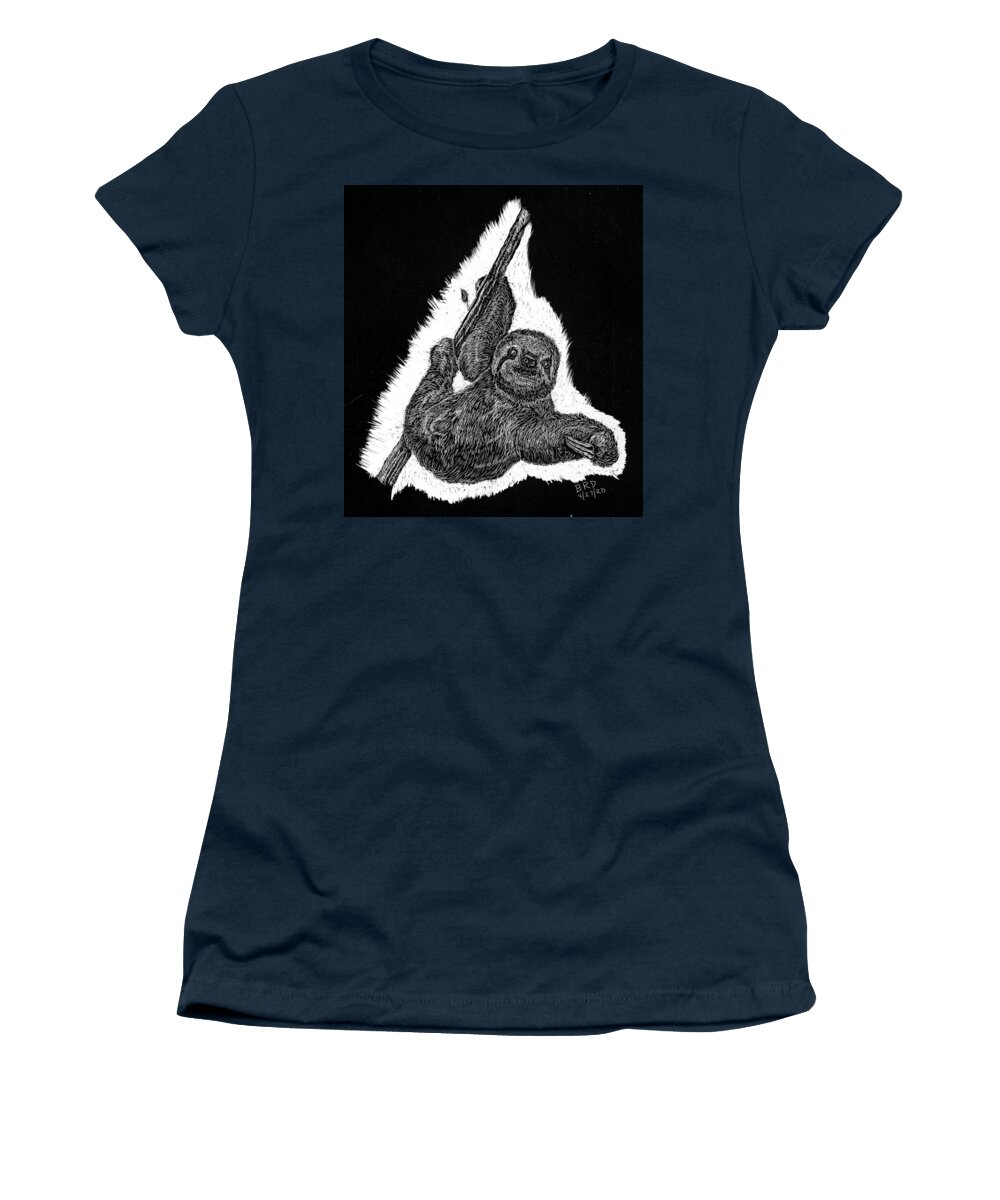 Sloth Women's T-Shirt featuring the drawing The Sloth by Branwen Drew