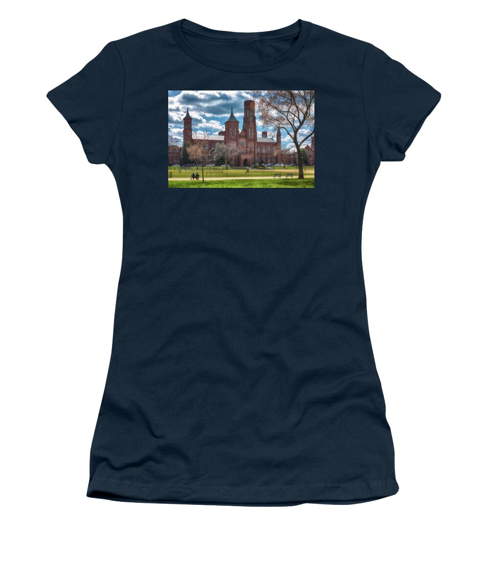 Washington Dc Women's T-Shirt featuring the photograph The Smithsonian Castle - Washington DC by Susan Rissi Tregoning
