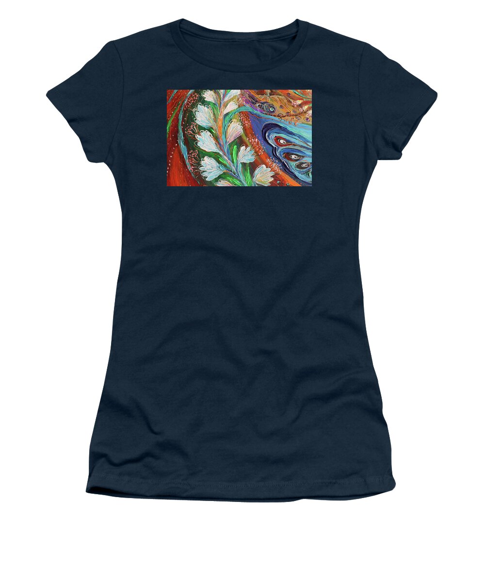 Angel Women's T-Shirt featuring the painting The song of Safed. Fragment 3 by Elena Kotliarker