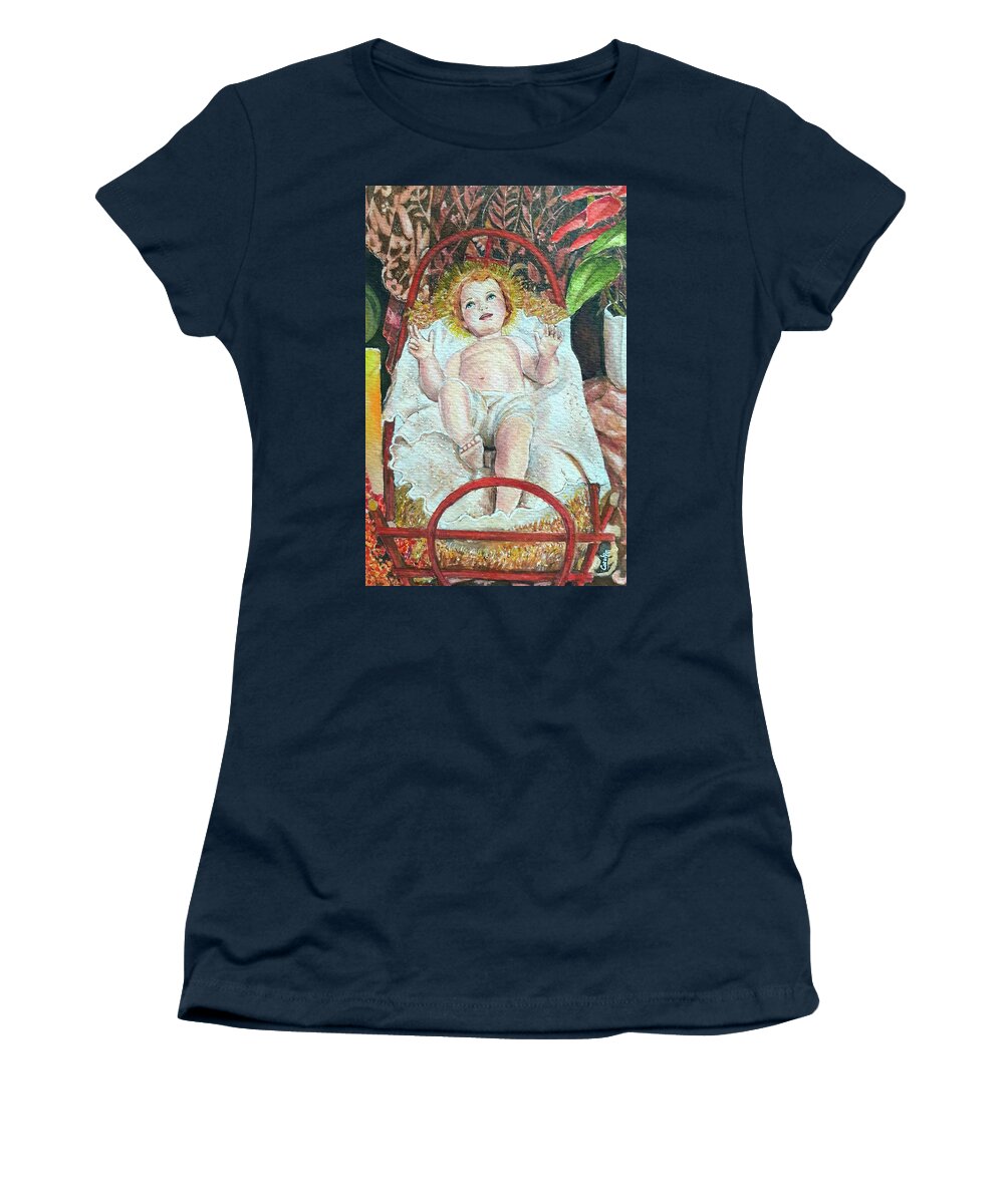 Jesus Child Women's T-Shirt featuring the painting The sun as a child by Carolina Prieto Moreno