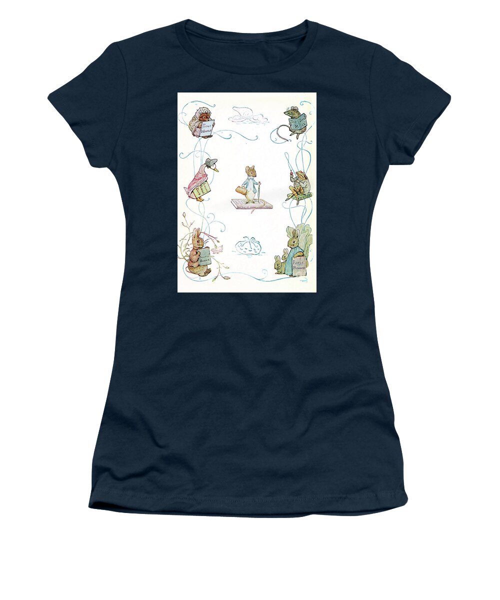  Women's T-Shirt featuring the painting The Tale of Peter Rabbit ab40 by Historic Illustrations
