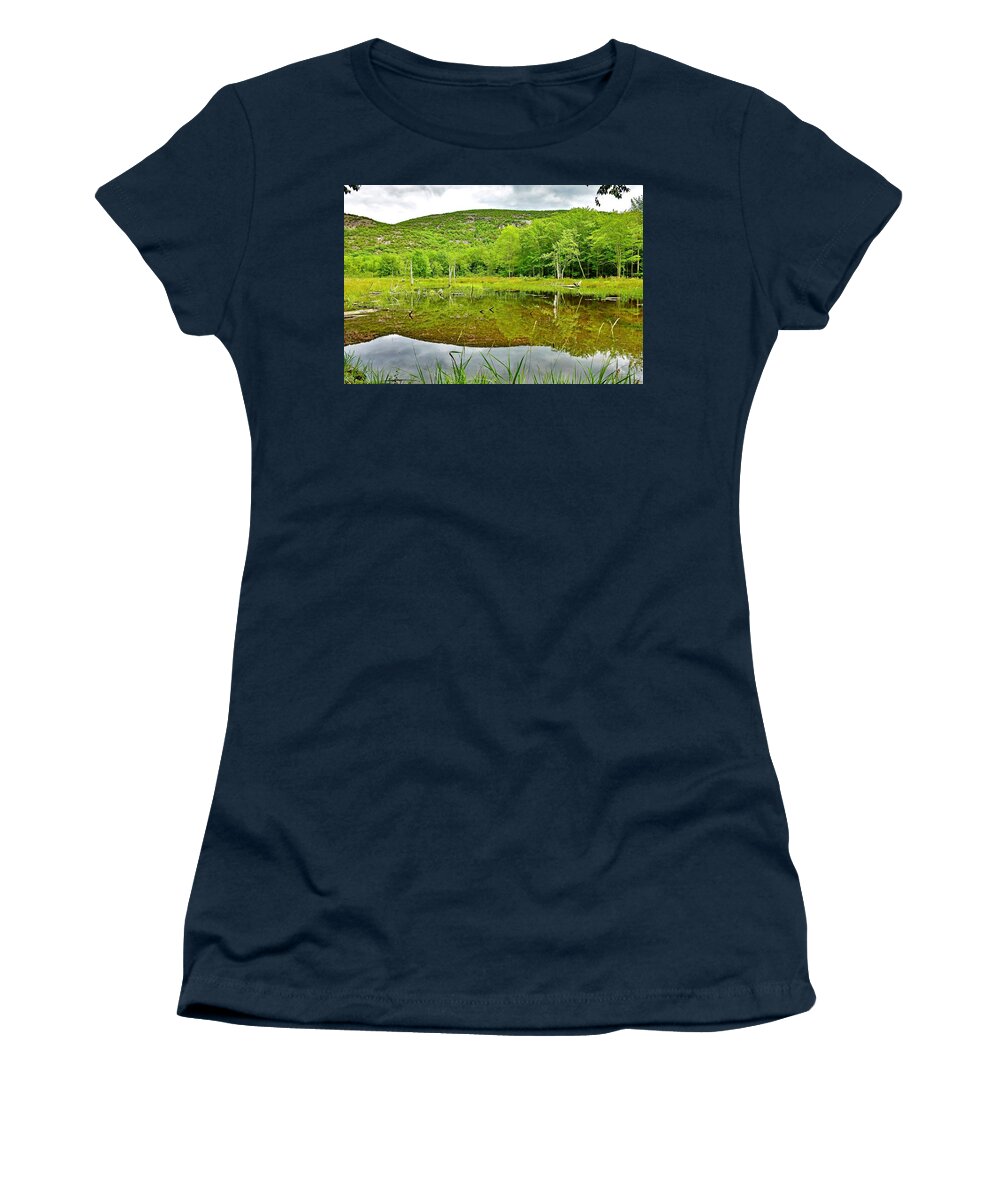 Tarn Women's T-Shirt featuring the photograph The Tarn by Monika Salvan