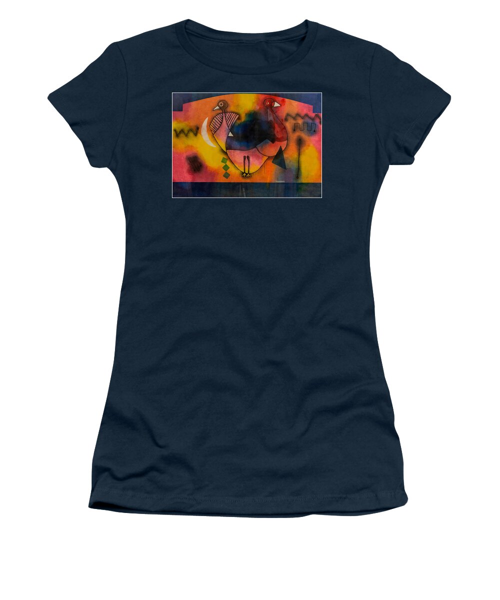 African Art. African Women's T-Shirt featuring the painting The Two Of Us by Winston Saoli 1950-1995