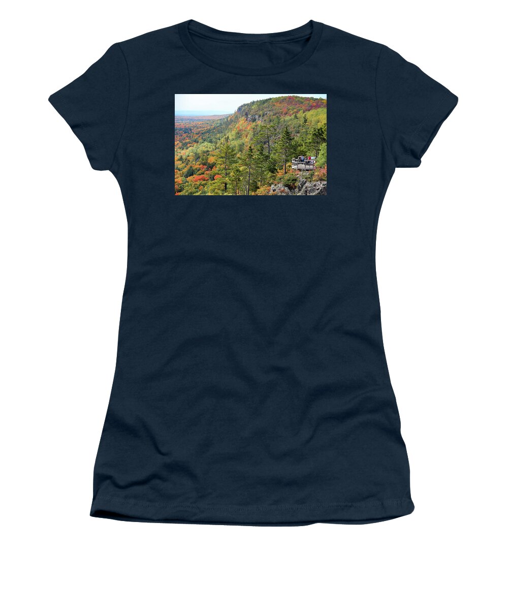 Porcupine Mountains Wilderness State Park Women's T-Shirt featuring the photograph The Viewing Platform by Robert Carter