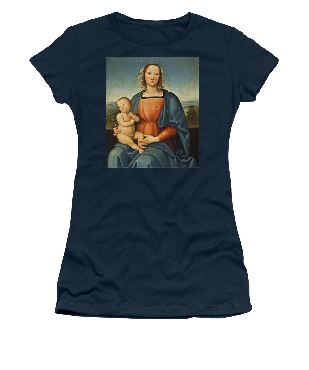 Ditlev Blunck Women's T-Shirt featuring the painting The Virgin and Child by Ditlev Blunck