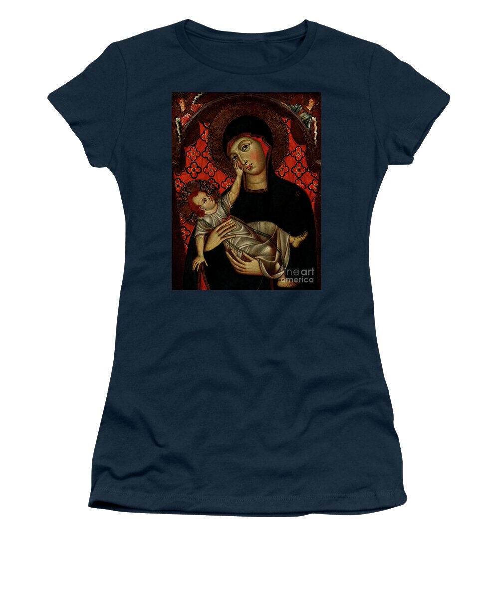 The Virgin And Child Women's T-Shirt featuring the painting The Virgin and Child, late 13th century by Florentine School