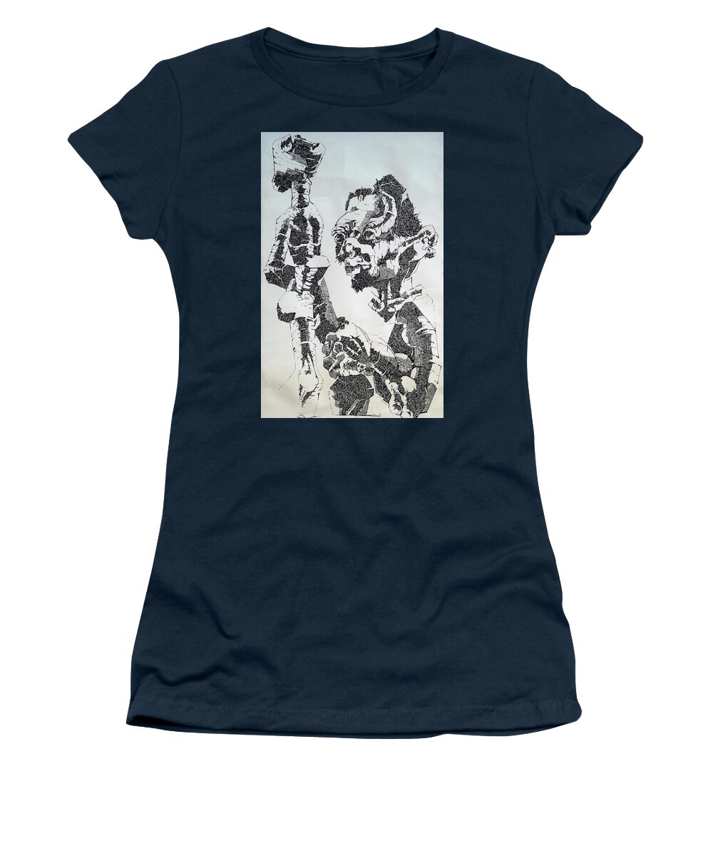  Women's T-Shirt featuring the painting The Young Man by Leonard Matsoso